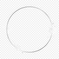Silver glowing circle frame with sparkles vector