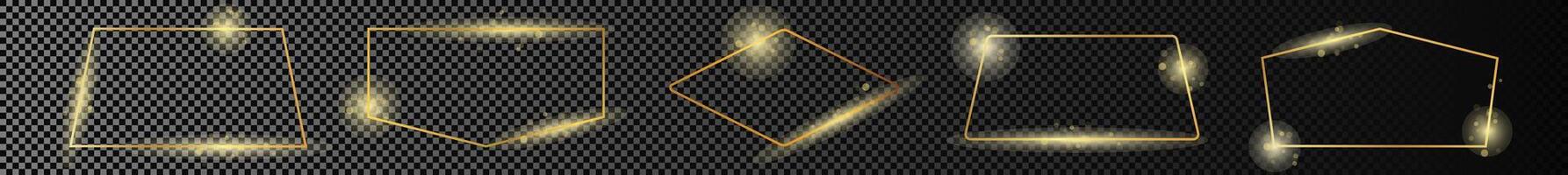 Gold glowing different geometric shape frame vector