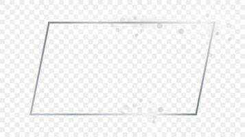 Silver glowing rectangular shape frame with sparkles vector