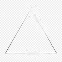 Silver glowing triangle frame with sparkles vector