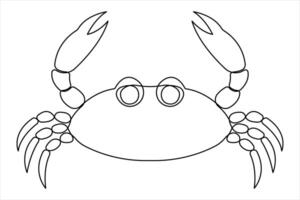 Continuous one line art drawing of crab design outline minimalism illustration vector