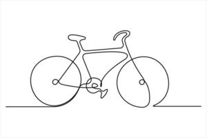 Continuous one line art drawing of bicycle design outline minimalism illustration vector