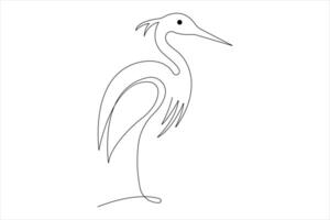 One continuous line art drawing of adorable heron bird concept Modern line art design outline vector