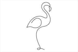 Continuous one line art drawing of flamingo bird design minimalism illustration vector