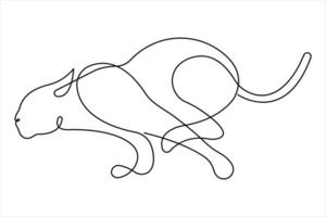 Tiger continuous one line art drawing of style, tiger wild animal design outline illustration vector