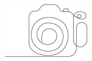 One continuous line art drawing of camera design outline minimalism illustration vector