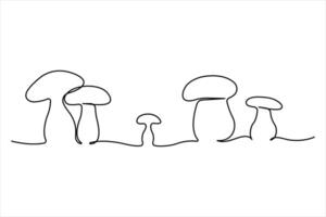 Mushroom continuous one line art drawing of design outline art illustration vector