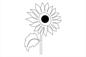 Sunflower continuous one line art drawing of outline minimalism illustration vector
