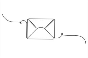 Continuous one line art drawing of paper envelope message post letter design illustration outline vector