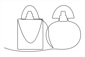 One line continuous drawing of perfume bottle design outline illustration vector