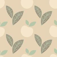 Apples and leaves botanical pattern in pastel colours vector