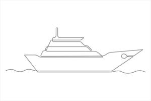 Continuous one line art drawing of sailboat design concept outline illustration vector