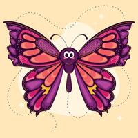Colorful purple and pink butterfly with smiling face vector