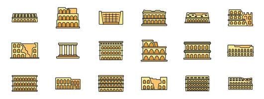 Set of coliseum icons representing ancient roman architecture vector