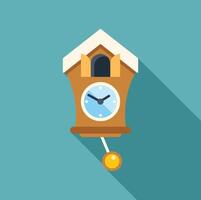 Cuckoo clock showing five o'clock with long shadow vector