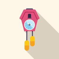 Pink cuckoo clock telling time with long shadow vector