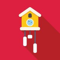 Yellow cuckoo clock striking time on red background vector