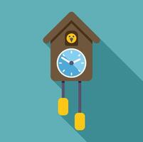 Cuckoo clock telling time with long shadow vector