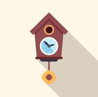 Cuckoo clock with a swinging pendulum telling the time vector