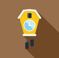 Yellow cuckoo clock hanging on a wall showing half past ten vector