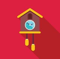 Cuckoo clock striking time on red background vector