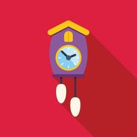 Cuckoo clock striking showing five o'clock on red background vector