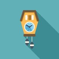 Cuckoo clock striking time with long shadow vector