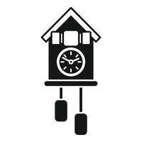 Black and white cuckoo clock striking the hour icon vector
