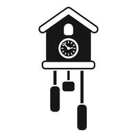 Classic cuckoo clock striking time with pendulum swinging vector