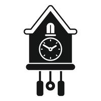 Cuckoo clock showing time in black and white minimalist style vector