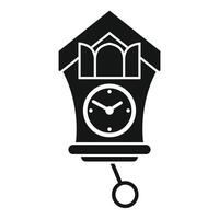 Classic cuckoo clock striking time with pendulum swinging vector