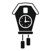 Classic cuckoo clock striking time icon showing hours and minutes vector