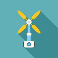Modern wind turbine generating clean energy with long shadow vector