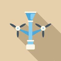 Double wind turbine generating clean energy with long shadow vector