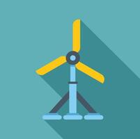 Wind turbine generating clean energy with long shadow vector