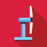 Small wind turbine generating clean energy on red background vector