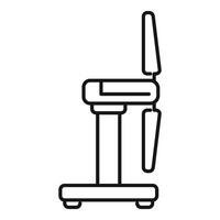 Simple line drawing of a medical examination chair in profile view vector