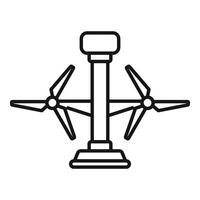 Double turbine wind power generator converting wind energy icon vector