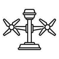 Double turbine wind generator converting wind energy into electricity icon vector