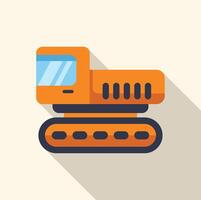 Orange crawler transporting cargo in flat design with long shadow vector