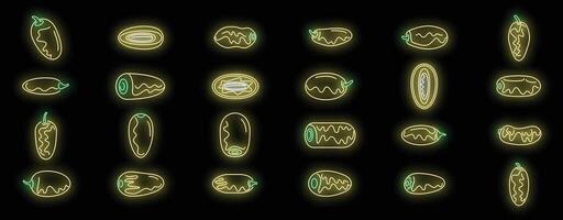 Set of glowing neon dates icons for ramadan kareem greeting card design vector