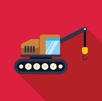 Crawler crane lifting with hook on red background illustration vector