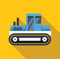 Blue bulldozer with continuous tracks working on yellow background vector
