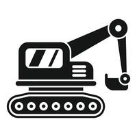 Excavator digging with its bucket on tracks icon vector