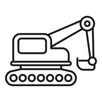 Excavator digging with extended front bucket arm vector