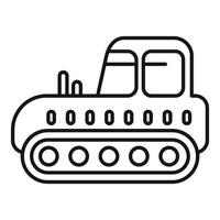 Heavy crawler tractor pushing forward in line art vector