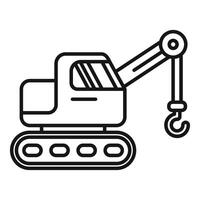 Crawler crane working on a construction site line icon vector