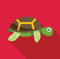 Cartoon turtle swimming with a red background vector