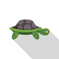 Green turtle walking with shell full of circles flat design icon with long shadow vector