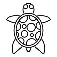 Sea turtle swimming with patterned shell line icon vector